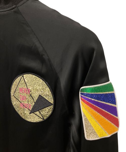 Saint Laurent Paris（サンローランパリ）Saint Laurent Paris (サンローランパリ) グリッターワッペンサテンテディジャケット ブラック サイズ:48の古着・服飾アイテム