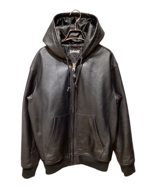 Schott（ショット）shott (ショット) レザー フルジップ パーカー ブラック サイズ:Lの古着・服飾アイテム