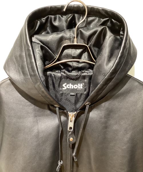 Schott（ショット）shott (ショット) レザー フルジップ パーカー ブラック サイズ:Lの古着・服飾アイテム