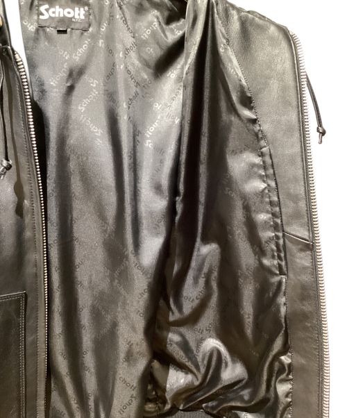 Schott（ショット）shott (ショット) レザー フルジップ パーカー ブラック サイズ:Lの古着・服飾アイテム