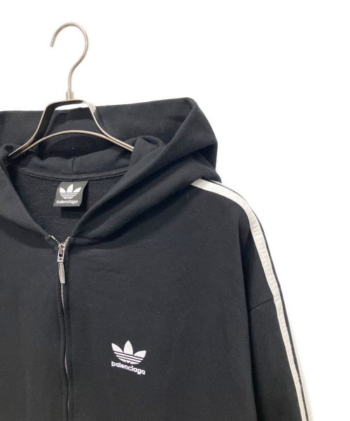 BALENCIAGA（バレンシアガ）BALENCIAGA (バレンシアガ) adidas (アディダス) 23SS×adidas 3ストライプ ジップアップ フーディー パーカー ブラック サイズ:xsの古着・服飾アイテム