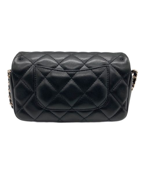 CHANEL（シャネル）CHANEL (シャネル) マトラッセ ロゴストーン スモール フラップバッグ ブラック サイズ:ミニ/mini/18の古着・服飾アイテム