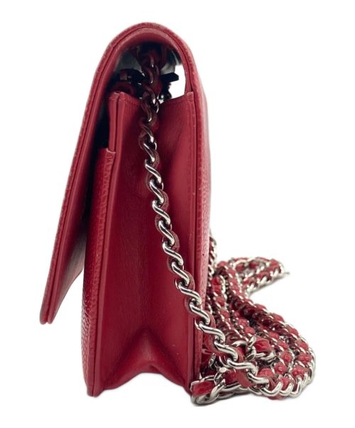CHANEL（シャネル）CHANEL (シャネル) ココステッチ チェーンショルダーウォレット レッドの古着・服飾アイテム