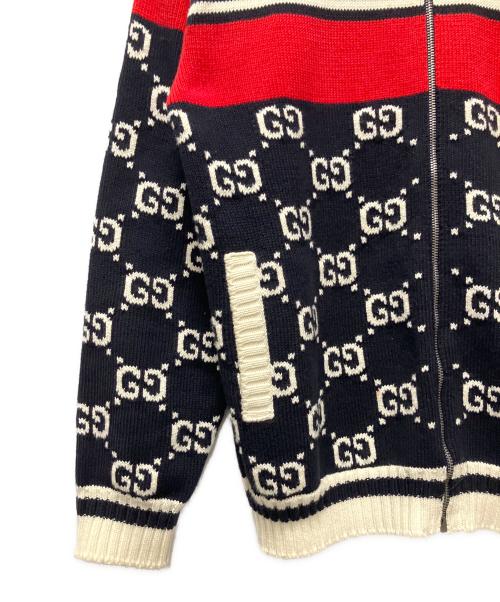 GUCCI（グッチ）GUCCI (グッチ) GGボーダージャガード Cotton Zip Knit Jacket ホワイト サイズ:Mの古着・服飾アイテム