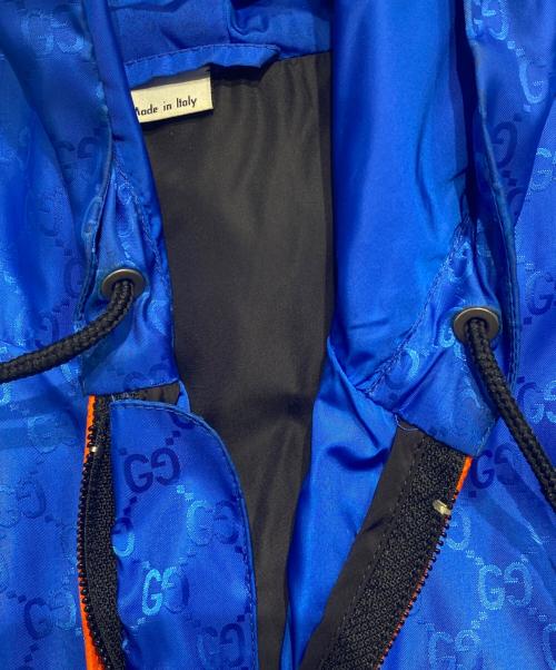 GUCCI（グッチ）GUCCI (グッチ) アームデタッチャブル GG柄 ナイロントラックブルゾン ブルー×ブラック サイズ:46の古着・服飾アイテム