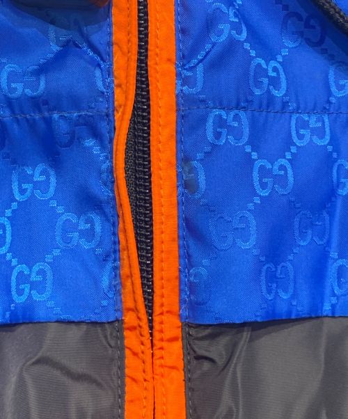 GUCCI（グッチ）GUCCI (グッチ) アームデタッチャブル GG柄 ナイロントラックブルゾン ブルー×ブラック サイズ:46の古着・服飾アイテム