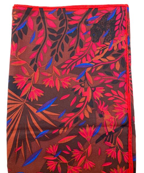 Cartier（カルティエ）Cartier (カルティエ) リーフモチーフ 大判スカーフ レッド サイズ:135×135の古着・服飾アイテム