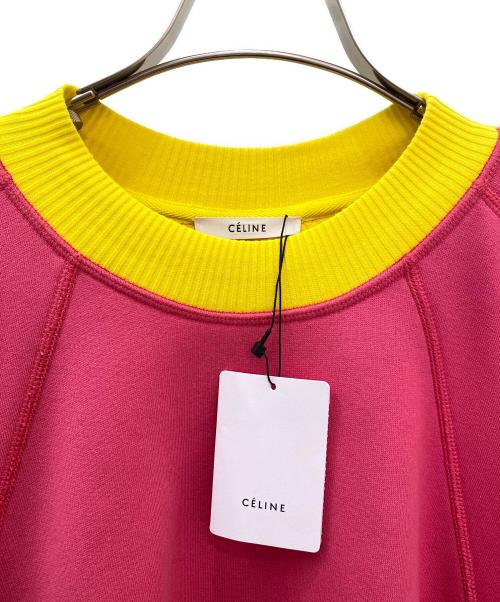 CELINE（セリーヌ）CELINE (セリーヌ) バイカラー ビッグシルエット スウェット ピンク×イエロー サイズ:36の古着・服飾アイテム