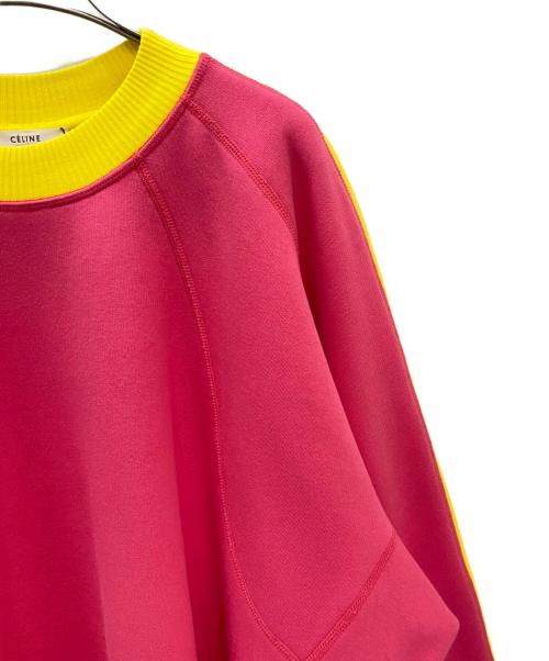 CELINE（セリーヌ）CELINE (セリーヌ) バイカラー ビッグシルエット スウェット ピンク×イエロー サイズ:36の古着・服飾アイテム