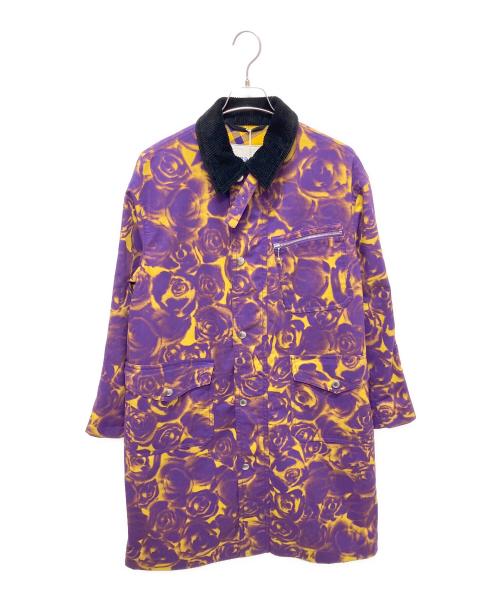 BURBERRY（バーバリー）BURBERRY (バーバリー) 23AW ダニエル期 ローズプリント ステンカラーコート パープル×イエロー サイズ:40の古着・服飾アイテム