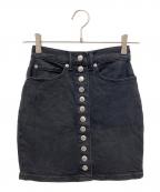 ALEXANDER WANGアレキサンダー・ワン）の古着「フロントボタンハイウエスト デニムスカート」｜ブラック