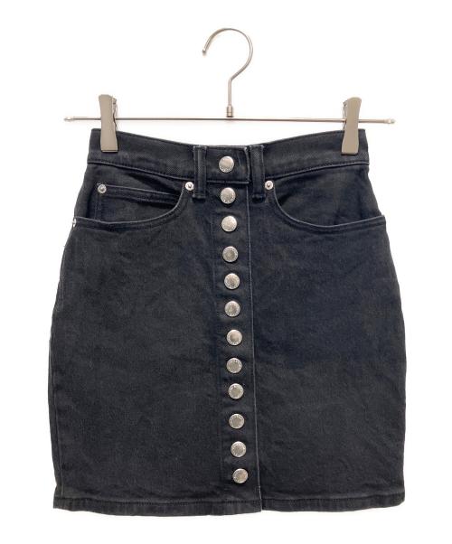 ALEXANDER WANG（アレキサンダー・ワン）ALEXANDER WANG (アレキサンダーワン) フロントボタンハイウエスト デニムスカート ブラック サイズ:23の古着・服飾アイテム