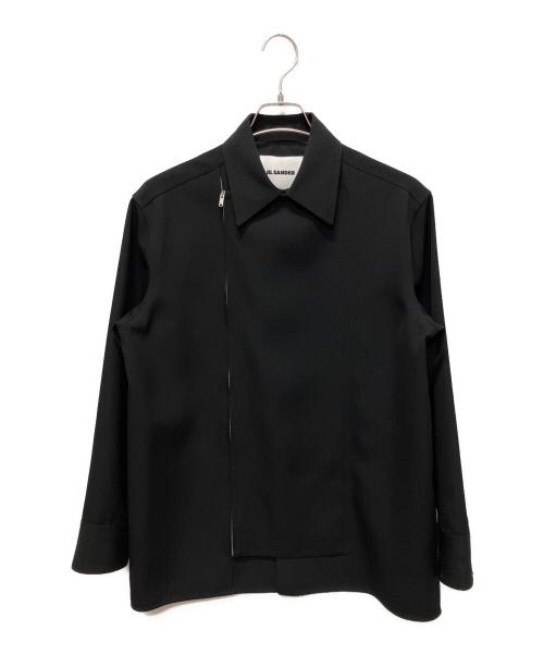 JIL SANDER（ジルサンダー）JIL SANDER (ジルサンダー) ストレートボクシーカットブルゾン ジップアップ シャツジャケット ブラック サイズ:38の古着・服飾アイテム