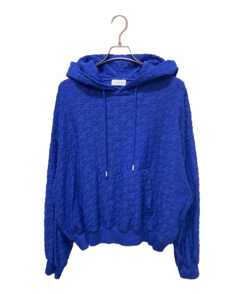 OFFWHITE（オフホワイト）OFFWHITE (オフホワイト) ブルーロゴ柄パーカー ブルー サイズ:Lの古着・服飾アイテム