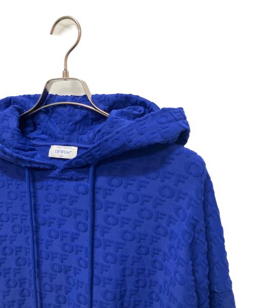 OFFWHITE（オフホワイト）OFFWHITE (オフホワイト) ブルーロゴ柄パーカー ブルー サイズ:Lの古着・服飾アイテム