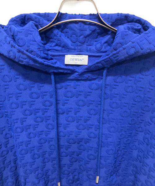 OFFWHITE（オフホワイト）OFFWHITE (オフホワイト) ブルーロゴ柄パーカー ブルー サイズ:Lの古着・服飾アイテム
