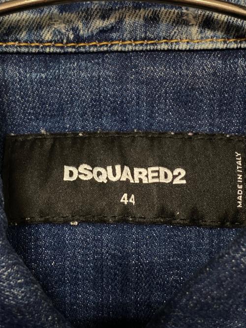 DSQUARED2（ディースクエアード）DSQUARED2 (ディースクエアード) ペイント加工クラッシュデニムジャケット インディゴ サイズ:44の古着・服飾アイテム