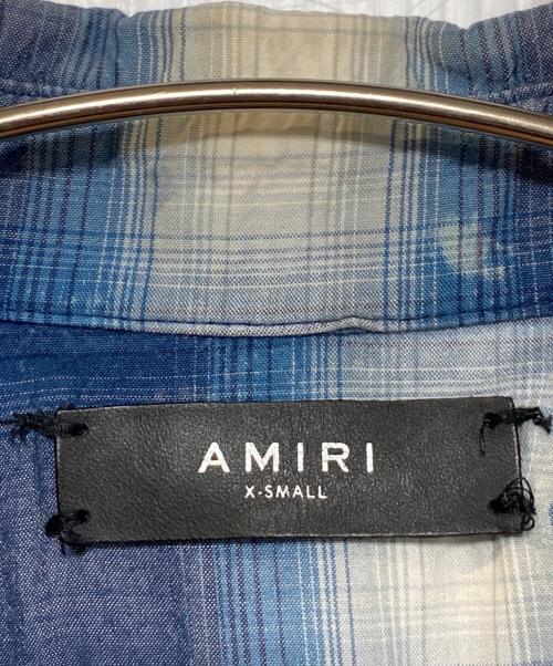 AMIRI（アミリ）AMIRI (アミリ) スタッヅカラーカットオフチェックシャツ ブルー×ホワイト サイズ:XSの古着・服飾アイテム