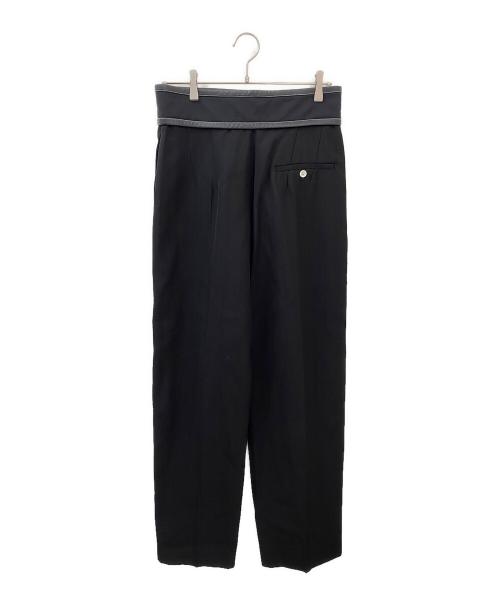 CELINE（セリーヌ）CELINE (セリーヌ) シルク混ウエストレザーラップ ワイドパンツ ブラック サイズ:38の古着・服飾アイテム