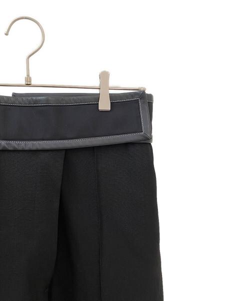 CELINE（セリーヌ）CELINE (セリーヌ) シルク混ウエストレザーラップ ワイドパンツ ブラック サイズ:38の古着・服飾アイテム