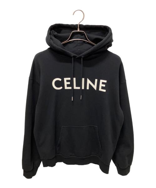 CELINE（セリーヌ）CELINE (セリーヌ) ロゴ ルーズフーディー ブラック サイズ:Lの古着・服飾アイテム