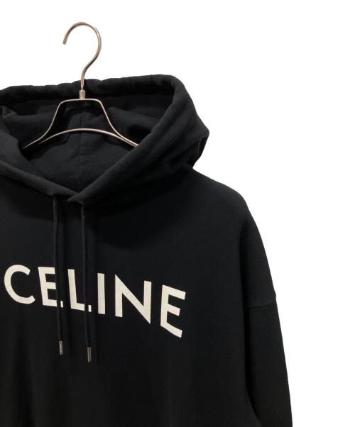 CELINE（セリーヌ）CELINE (セリーヌ) ロゴ ルーズフーディー ブラック サイズ:Lの古着・服飾アイテム