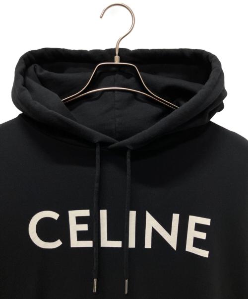 CELINE（セリーヌ）CELINE (セリーヌ) ロゴ ルーズフーディー ブラック サイズ:Lの古着・服飾アイテム