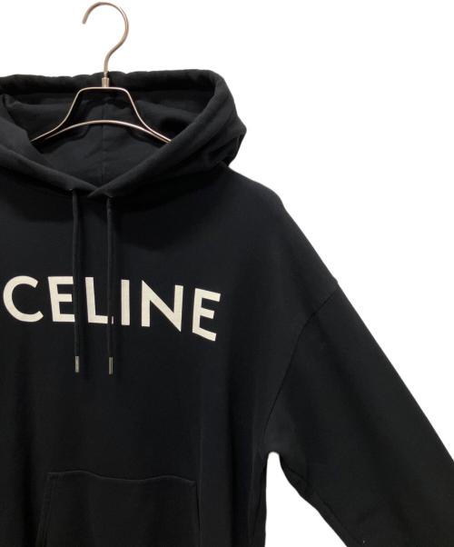 CELINE（セリーヌ）CELINE (セリーヌ) ロゴ ルーズフーディー ブラック サイズ:Lの古着・服飾アイテム