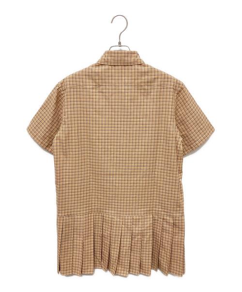 MIU MIU（ミュウミュウ）MIU MIU (ミュウミュウ) MIU MIU Short-Sleeved Dresses ショートスリーブ チェック プリーツ ドレス ブラウン サイズ:40の古着・服飾アイテム
