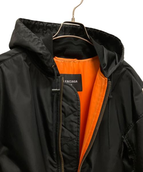 BALENCIAGA（バレンシアガ）BALENCIAGA (バレンシアガ) 22SS フーデッド MA-1 ブルゾン ブラック サイズ:1の古着・服飾アイテム