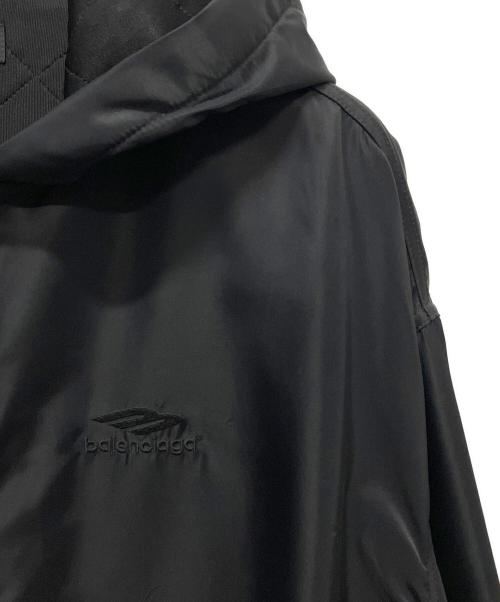 BALENCIAGA（バレンシアガ）BALENCIAGA (バレンシアガ) 22AW ロゴ刺繍フーデッド ボンバーブルゾン ブラック サイズ:Sの古着・服飾アイテム