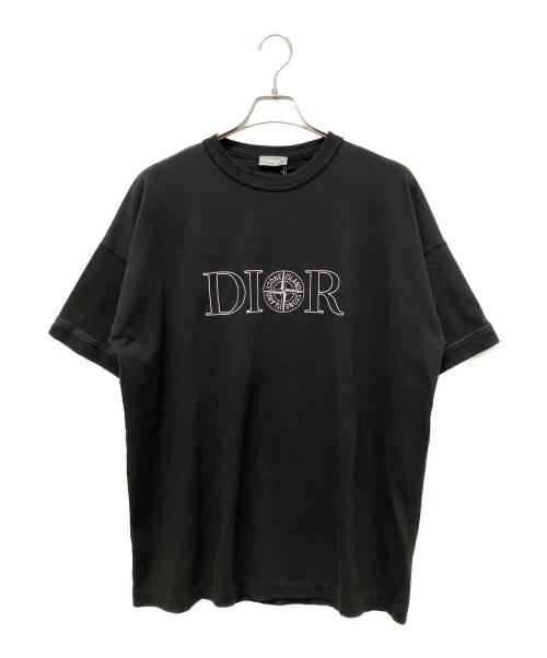 Christian Dior（クリスチャン ディオール）Christian Dior (クリスチャン ディオール) STONE ISLAND (ストーンアイランド) コラボロゴエンブロイダリーTシャツ ブラック サイズ:Mの古着・服飾アイテム