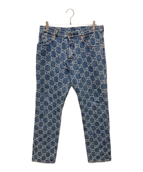 GUCCI（グッチ）GUCCI (グッチ) GG Jacquard ジャガード デニム パンツ インディゴ サイズ:34の古着・服飾アイテム