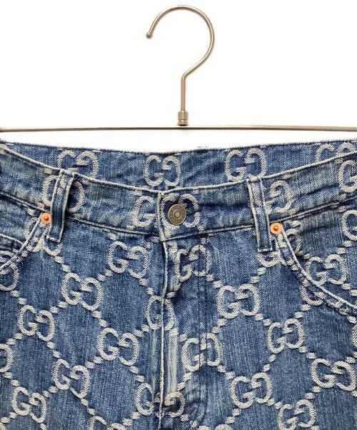 GUCCI（グッチ）GUCCI (グッチ) GG Jacquard ジャガード デニム パンツ インディゴ サイズ:34の古着・服飾アイテム