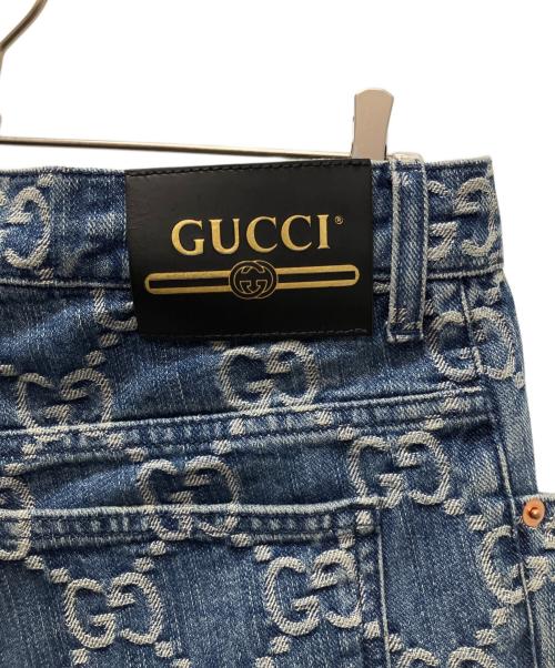 GUCCI（グッチ）GUCCI (グッチ) GG Jacquard ジャガード デニム パンツ インディゴ サイズ:34の古着・服飾アイテム