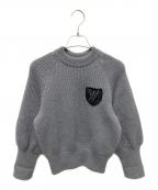 LOUIS VUITTONルイ ヴィトン）の古着「19SS LV エンブレム リブニット プルオーバー」｜グレー