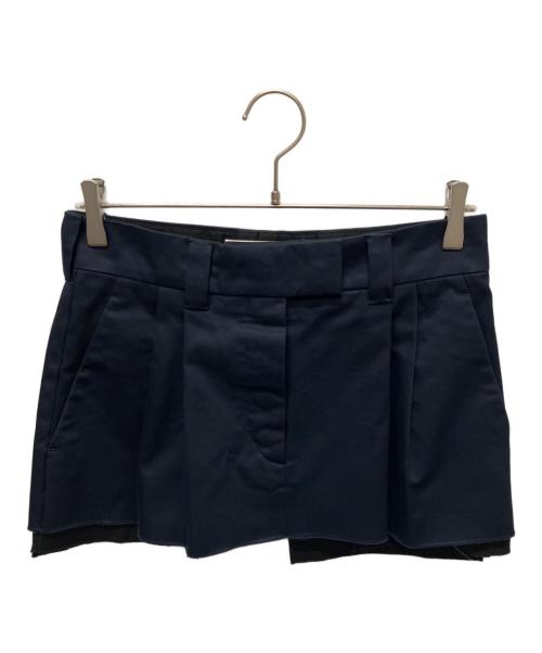 MIU MIU（ミュウミュウ）MIU MIU (ミュウミュウ) ロゴ刺繍チノミニスカート ネイビー サイズ:36の古着・服飾アイテム