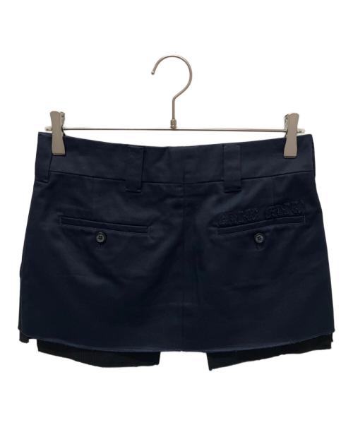 MIU MIU（ミュウミュウ）MIU MIU (ミュウミュウ) ロゴ刺繍チノミニスカート ネイビー サイズ:36の古着・服飾アイテム
