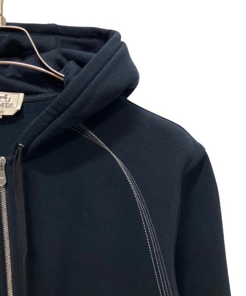 HERMES（エルメス）HERMES (エルメス) 24SS セリエジップ ステッチデザイン ジップアップ フーディ ネイビー サイズ:XSの古着・服飾アイテム