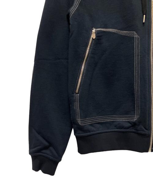 HERMES（エルメス）HERMES (エルメス) 24SS セリエジップ ステッチデザイン ジップアップ フーディ ネイビー サイズ:XSの古着・服飾アイテム