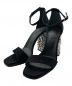 HERMESエルメス）の古着「Sandálias Pretas Glam Preto/グラム105メタリックスエードサンダル」｜ブラック×シルバー