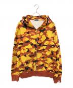 A BATHING APEア ベイシング エイプ）の古着「1st CAMO SHARK FULL ZIP HOODIE」｜オレンジ×イエロー