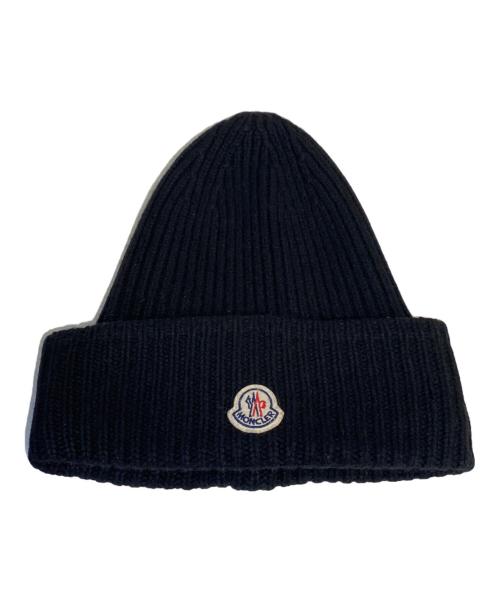MONCLER（モンクレール）MONCLER (モンクレール) ロゴニット帽 ブラックの古着・服飾アイテム