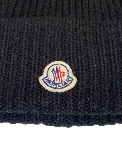 MONCLER（モンクレール）MONCLER (モンクレール) ロゴニット帽 ブラックの古着・服飾アイテム