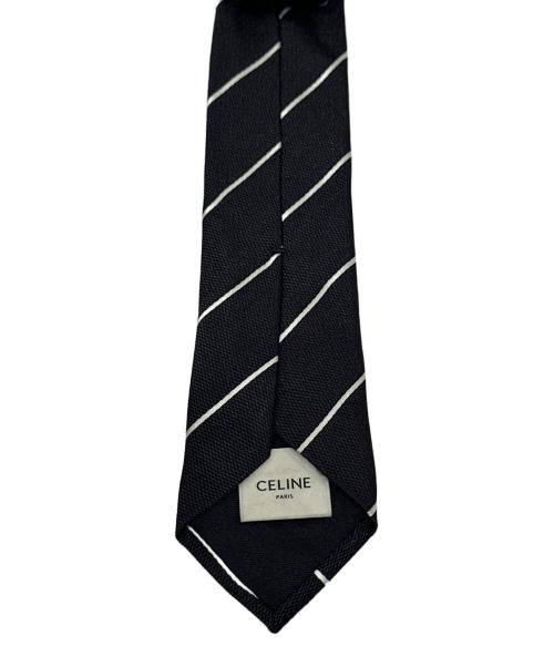CELINE（セリーヌ）CELINE (セリーヌ) Striped Silk Narrow Tie/ストライプ シルク ナロー ネクタイ ブラック サイズ:FREEの古着・服飾アイテム