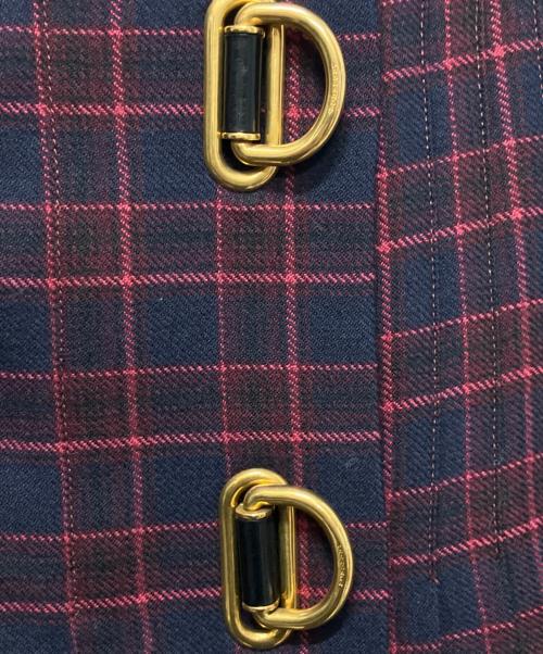 BURBERRY（バーバリー）BURBERRY (バーバリー) BURBERRY アルー チェック プリント プリーツ ウールスカート/ラップスカート レッド×ネイビー サイズ:38の古着・服飾アイテム