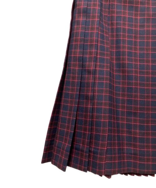 BURBERRY（バーバリー）BURBERRY (バーバリー) BURBERRY アルー チェック プリント プリーツ ウールスカート/ラップスカート レッド×ネイビー サイズ:38の古着・服飾アイテム