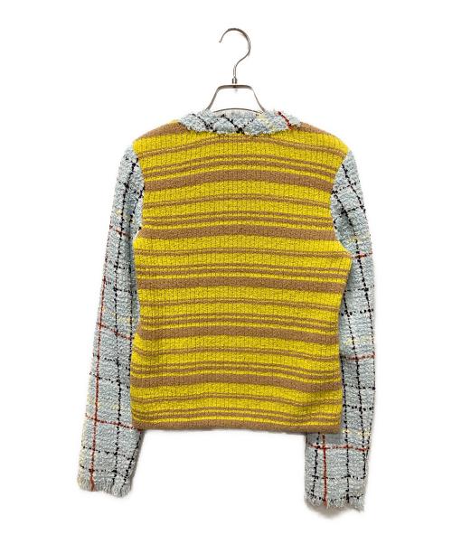 MARNI（マルニ）MARNI (マルニ) バイカラーパネルミックスツイードジャケット/ツイードカーディガン ライトブルー サイズ:40の古着・服飾アイテム