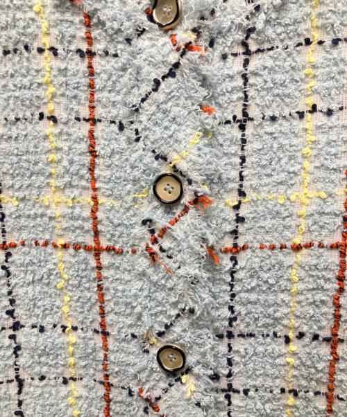 MARNI（マルニ）MARNI (マルニ) バイカラーパネルミックスツイードジャケット/ツイードカーディガン ライトブルー サイズ:40の古着・服飾アイテム