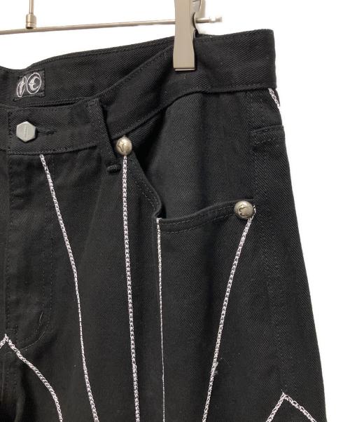 THUG CLUB（サグ クラブ）THUG CLUB (サグ クラブ) TC RISE DENIM EMD PANT ライズデニムパンツ ブラック サイズ:3の古着・服飾アイテム